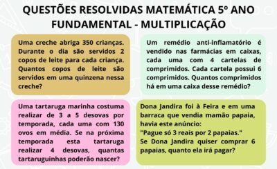 Situações Problema Matemática 5º Ano - exercícios com resposta envolvendo multiplicação. Acompanhe a resolução passo a passo.